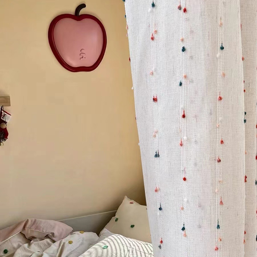 Retro Sweet Bean Gauze Curtains Medieval French Linen Cute Kidsren's Room Curtains Bedroom Gauze