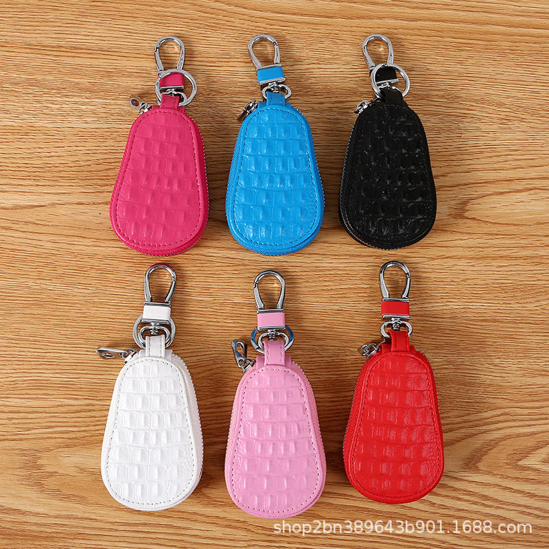 2025 wholesale popular crocodile gourd car key case can be attached to drill high-grade leather car key case women
