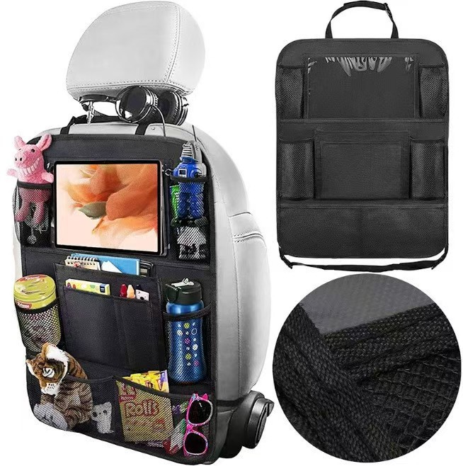 Almacenamiento en la parte posterior del automóvil con bolsa de almacenamiento en la parte posterior del asiento, bolsa de almacenamiento de película transparente visual, mesa pequeña, almacenamiento en el automóvil a prueba de patadas