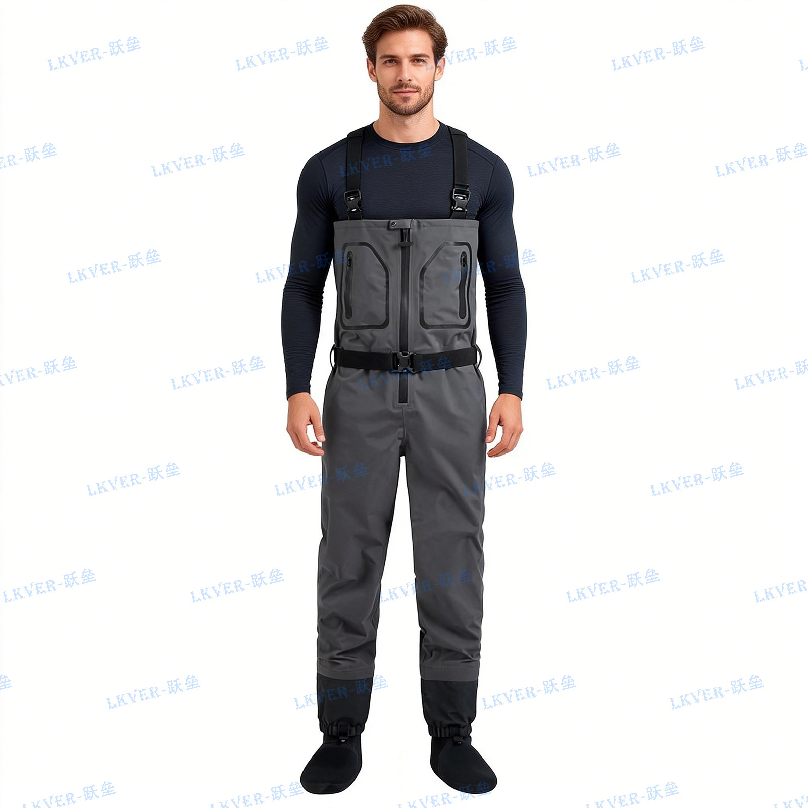 Lkver Wading Pants for Water Activities, Fly Fishing, and Creek Fishing with Suspenders, Waterproof One-Piece Waders