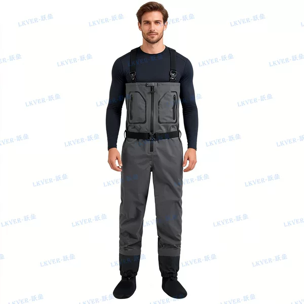 Lkver Wading Pants for Water Activities, Fly Fishing, and Creek Fishing with Suspenders, Waterproof One-Piece Waders