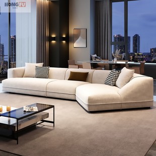 Chenille Cotton and Linen Fabric Sofa Combination Living Room Italian Minimalist Cream Style Modern Simple Special-Shaped Corner Sofa