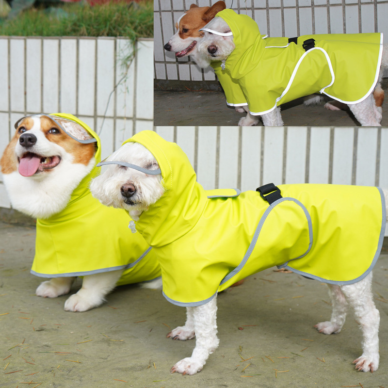 Chongtapet pet dog all-inclusive waterproof poncho Corgi Shiba Inu Teddy French bucket small medium large dog raincoat