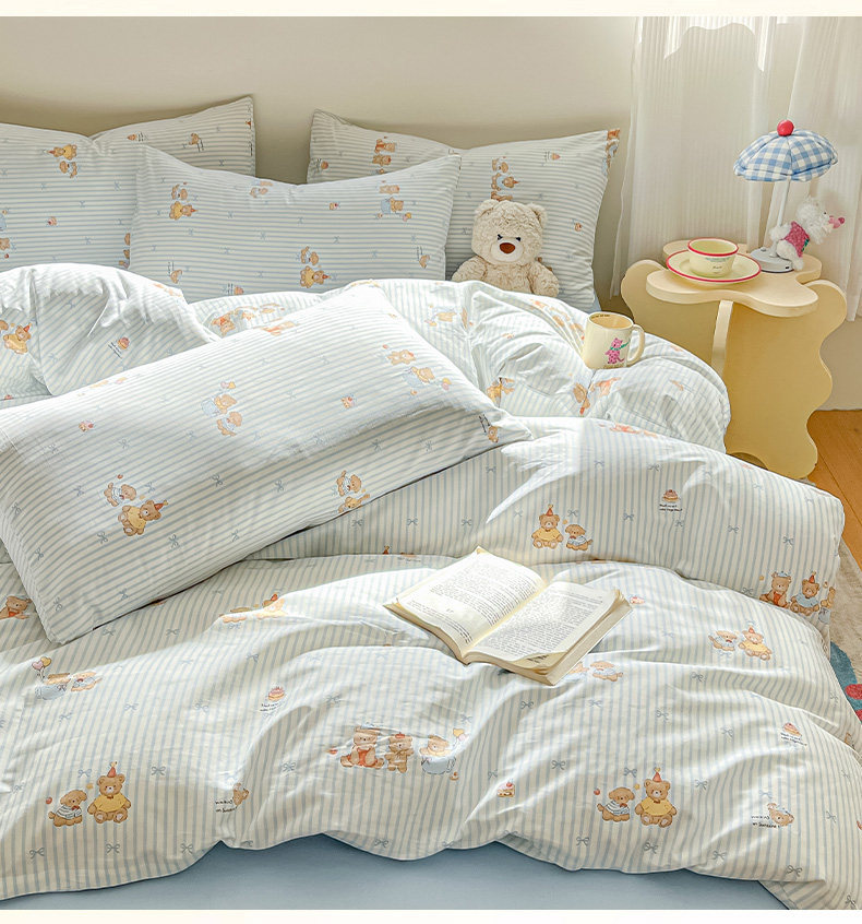 Cartoon Cotton Bedding Set For Single Bed Duvet Cover And Sheet_voghion.com