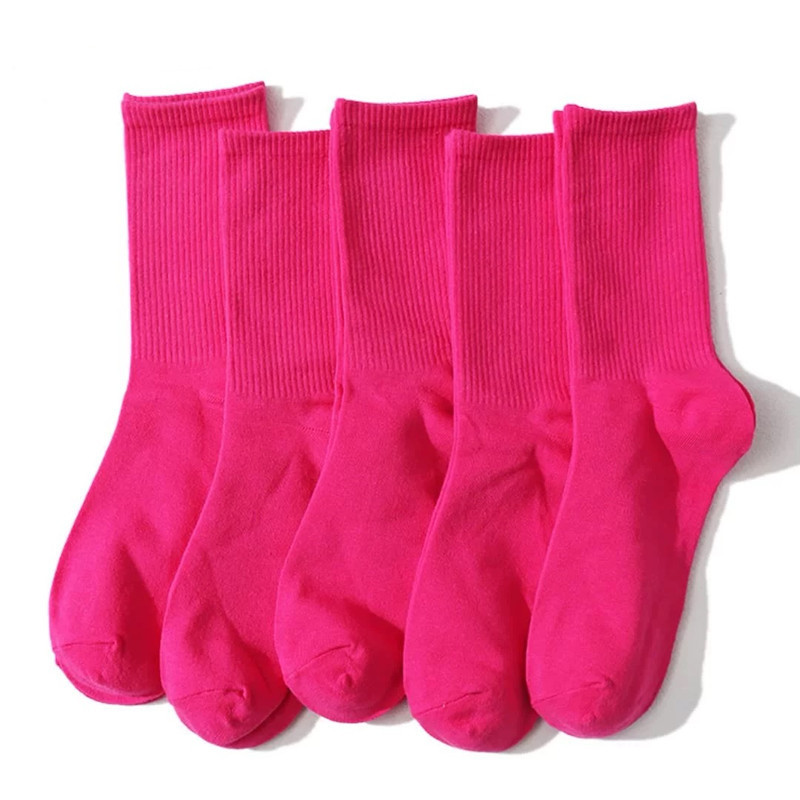 2025 Spring New Cotton Socks Dopamine Red Socks Street Solid Color Ins Sports Skate Socks Mid-tube Socks for Women