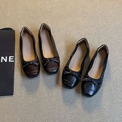 现货！大码女鞋41-42复古浅口女平底百搭蝴蝶结鞋子超软9118-6A