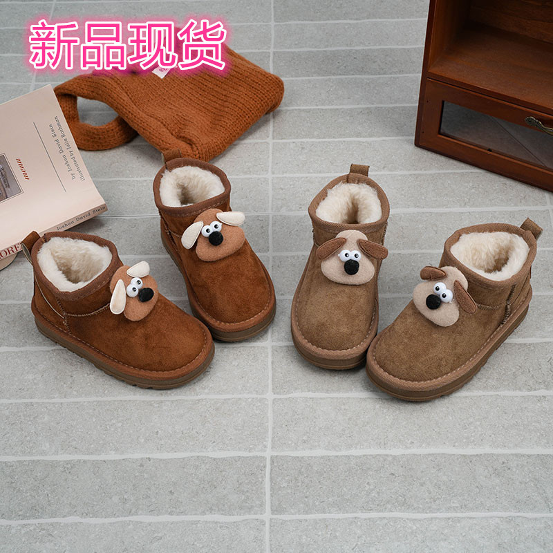 Girls' Snow Boots 2025 Winter Boys' Short Boots Non-Slip Puppy Cartoon Warm Small and Medium-Sized Children's Cotton Boots in Stock
