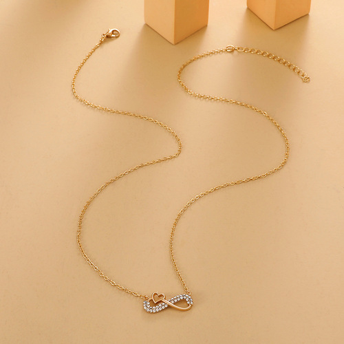 Infinity Love 8-Character Necklace | Wish European & American Style, Trendy 8-Word Heart Pendant, Exquisite Zircon Clavicle Chain