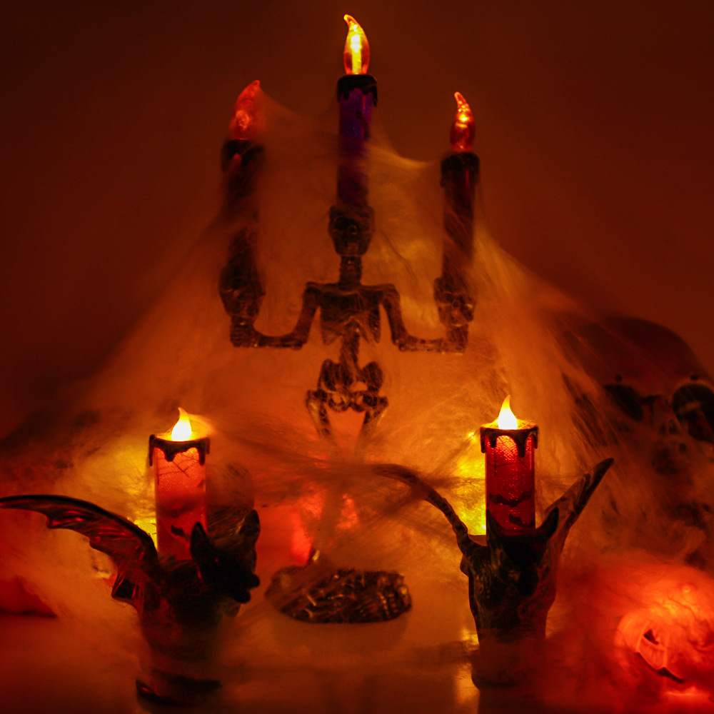 Luz de vela luminosa de Halloween decoración de fiesta de vacaciones decoración de vela de simulación festival de fantasmas murciélago luz de candelabro LED