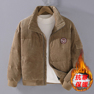 G138 winter New Korean style casual stand collar corduroy down jacket warm cold-resistant Men's Youth All-matching