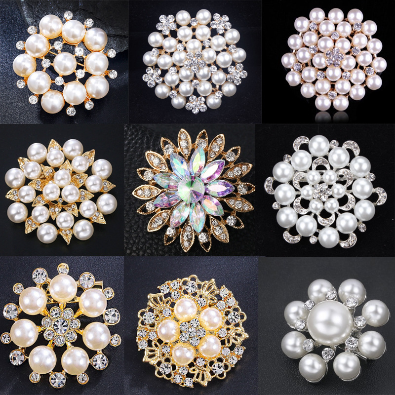 Europa y América de moda accesorios de ropa de sol perlas broches de diamante de alta calidad boda accesorios broches al por mayor