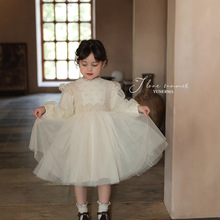 2025女童气质蕾丝蓬蓬纱连衣裙 宝宝春秋新款公主裙纱裙生日裙子