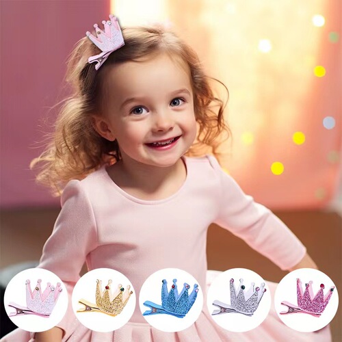 80214 glitter three-dimensional crown hairpin, sweet children's hairpin manufacturer, wholesale girls' hairpin