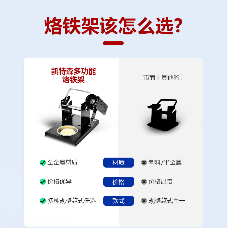 三合一通用电烙铁插架 全金属锡线架 焊接工具配件多功能烙铁架|undefined