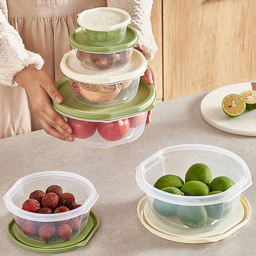 Fruit crisper wholesale four-piece set food-grade household plastic microwaveable refrigerator refrigerator sealed lunch box