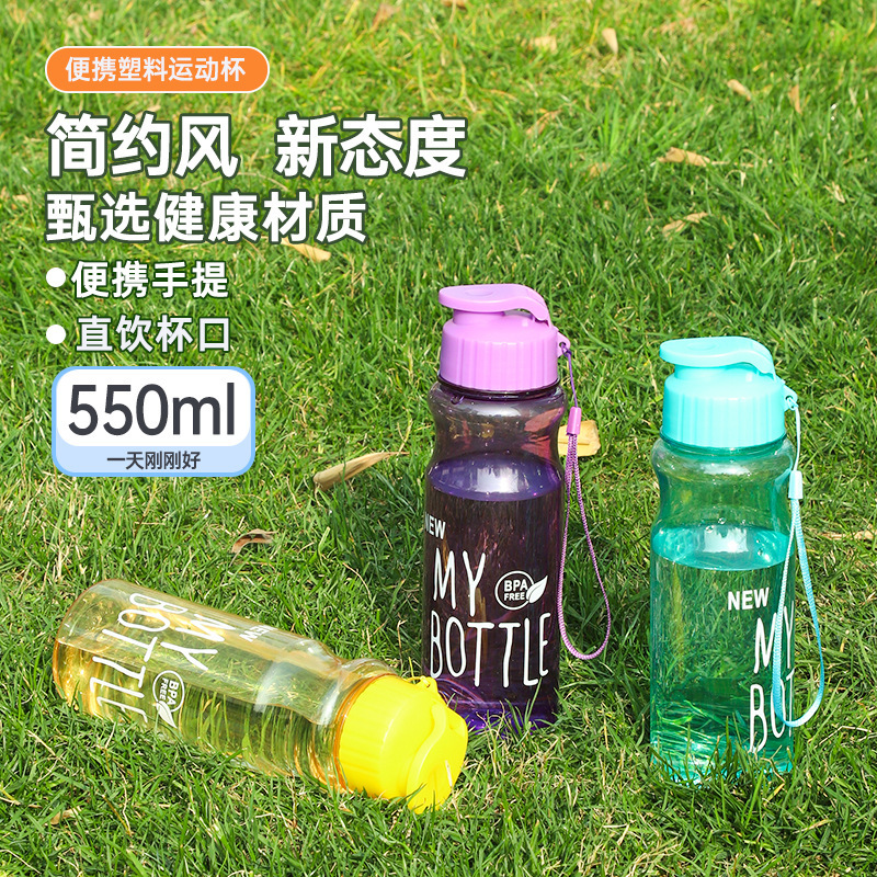 Large Capacity Sports Water Cup Plastic Transparent PET Flip Cold Water Cup with Lacquer Rope Outdoor New Water Bottle Advertising Gift Large Capacity Sports Water Cup Plastic Transparent PET Flip Cold Water Cup with Lacquer Rope Outdoor New Water Bottle Advertising Gift