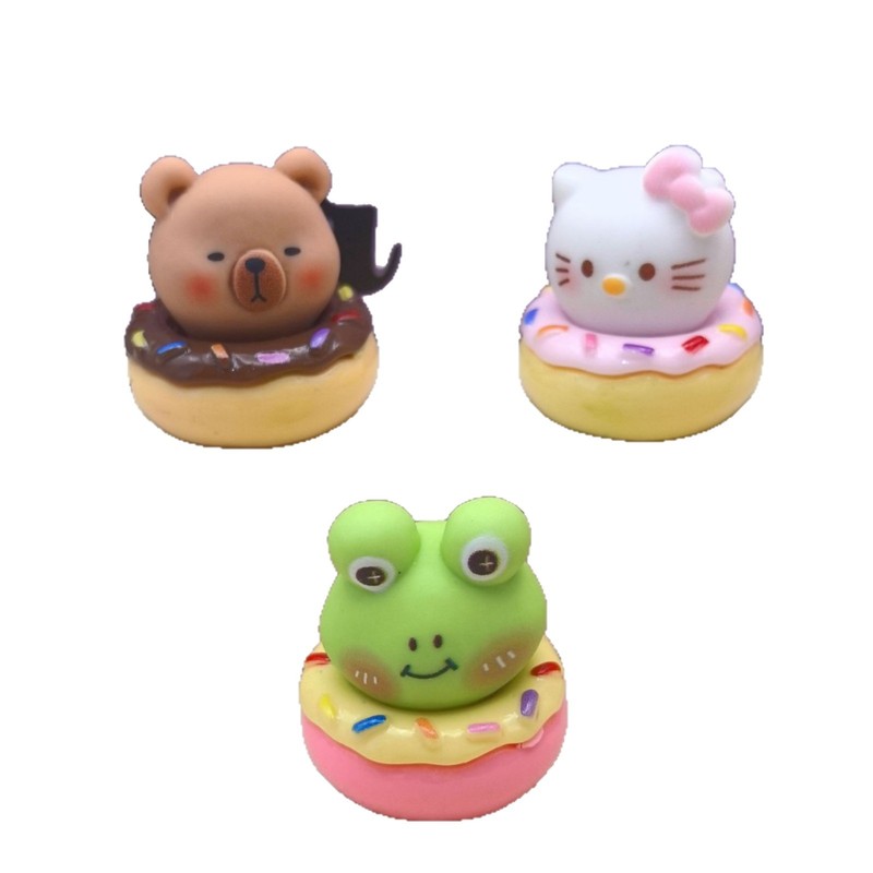 漫画動物ドーナツ立体かわいいデスクトップ車の装飾品 diy 樹脂ジュエリーアクセサリーペアライブブロードキャスト|undefined