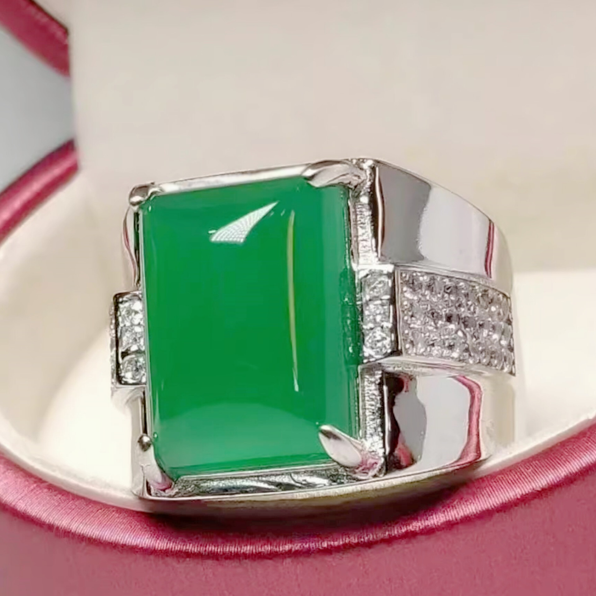 Square agate retro ring jade
