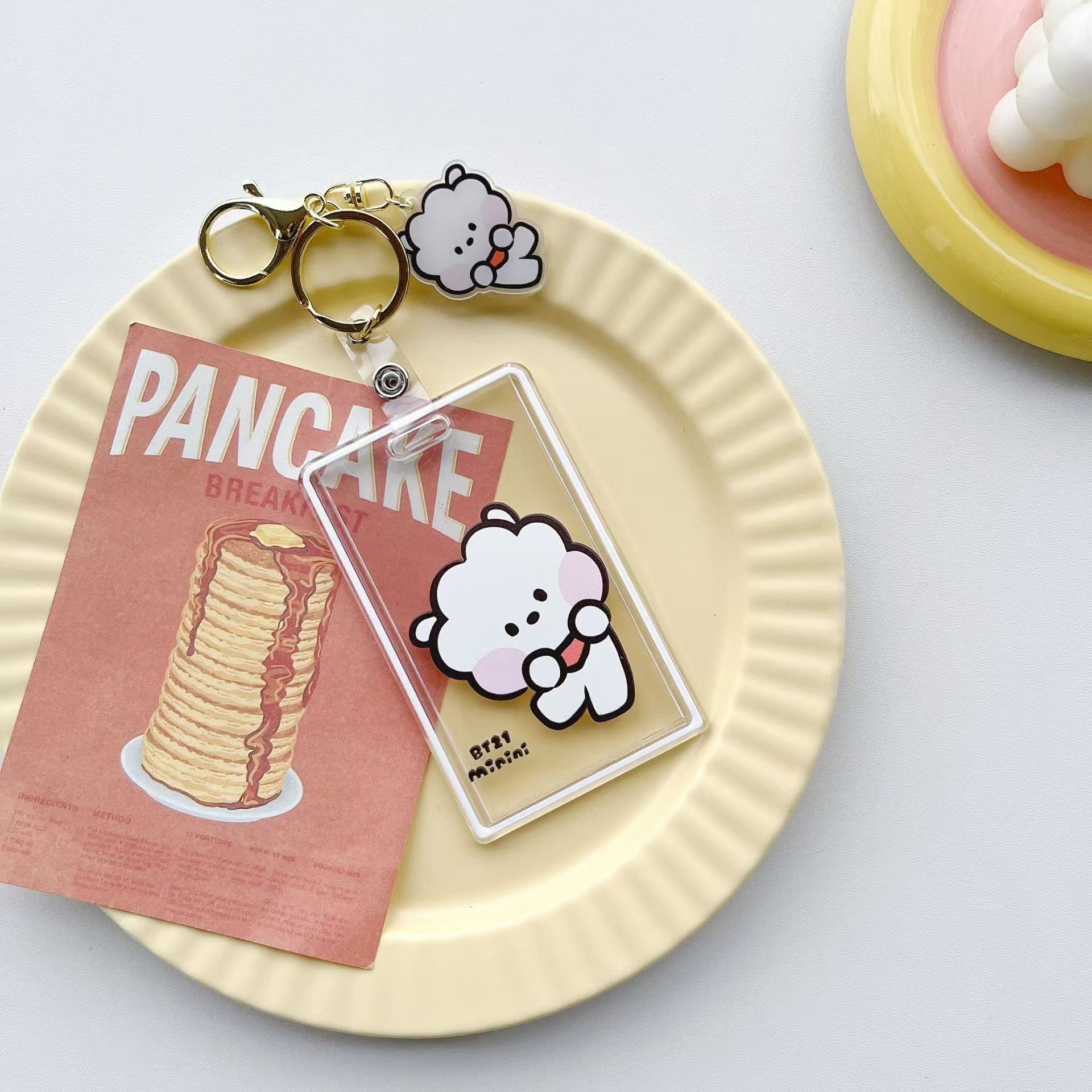 Tarjeta a prueba de balas juvenil cartón de dibujos animados lindo tarjeta de identificación de estudiantes tarjeta de almuerzo de autobús placa de pecho tarjeta de almuerzo de estudiantes caja protectora en efectivo