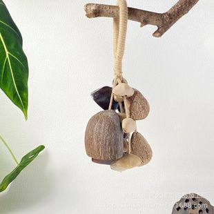 Natural Fruit Shell Hand Bell, Wind Chime Hanging Decoration, Fruit Hand Bell, String Bell Accompaniment, Sound Therapy Instrument, Factory Direct Supply
