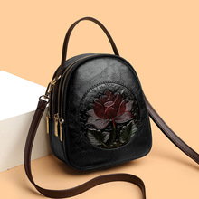 跨境女包时尚百搭三层单肩斜挎包2025新款小包休闲复古手提妈妈包