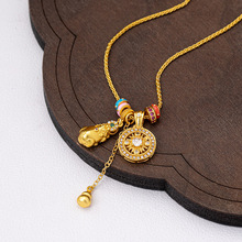 25年新款沙金瑞气祥云多巴胺配色八宝罗盘貔貅降魔杵复古吊坠颈链