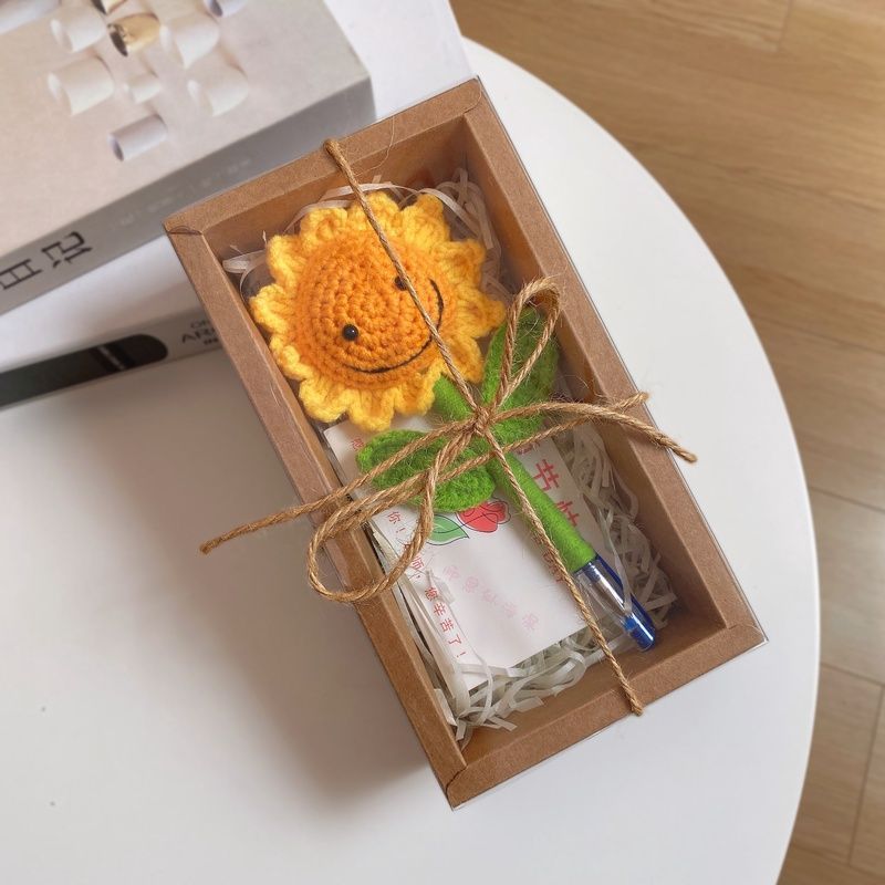 教师节礼物手工成品仿真向日葵花束盆栽花笔红色笔送老师实用|undefined