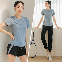 春夏透氣專業跑步服運動套裝女晨跑小眾瑜伽服速乾衣健身2023新款
