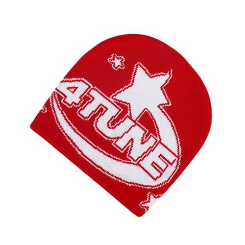 Fashionable casual brocade knitting hat, autumn and winter warmth preservation, knitted woolen hat, trendy letter print