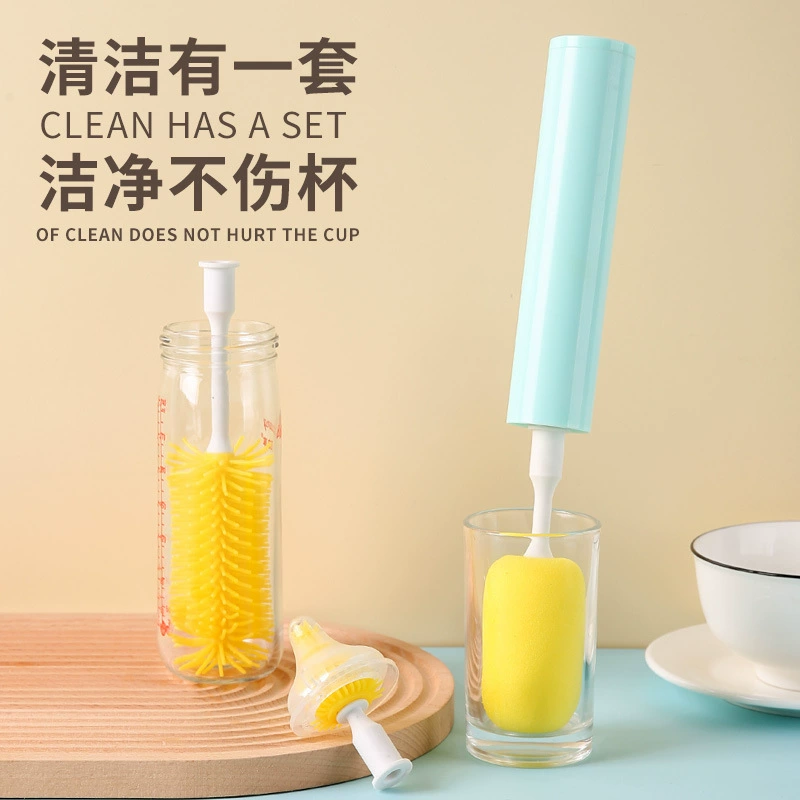 Новая электрическая щетка с чашкой три в одном съемная губчатая головка длинная ручка очищающая щетка бытовая термосная чашка бутылка соска щетка