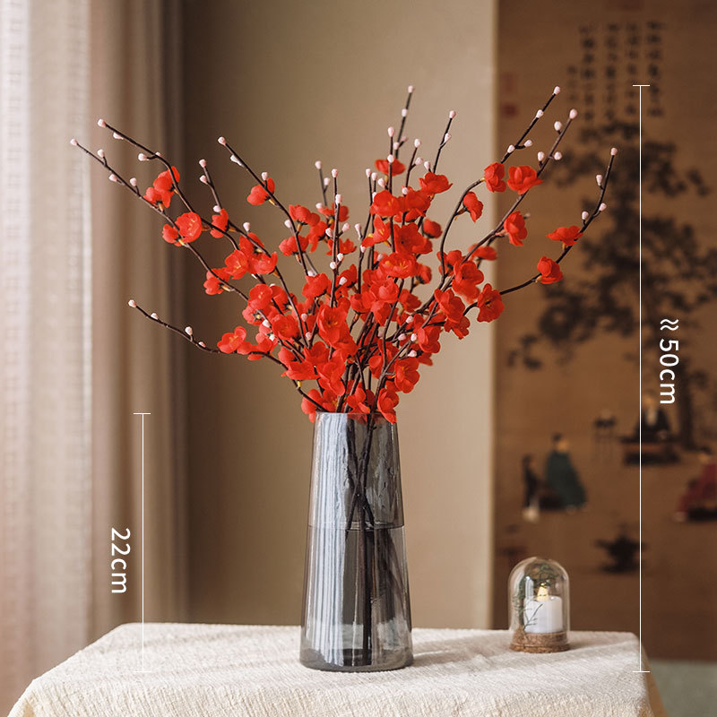 Flor de ciruela de ciruela flor de imitación flor de seda sala de estar gabinete de televisión decoración de mesa de té decoración de estilo chino para el hogar arreglos de flores