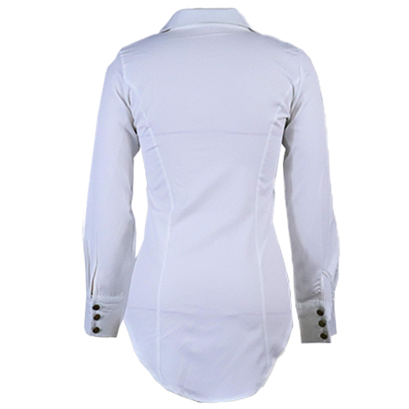 vestido camisero de solapa de manga larga delgado de color sólido con botonadura sencilla NSONF136856