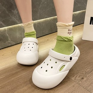 DIY Hole Beach Shoes Wholesale Poop-Feeling Hole Shoes Women's Summer Eva Slippers Outer Wear Summer Thick-Soled Home and Outdoor Wear
