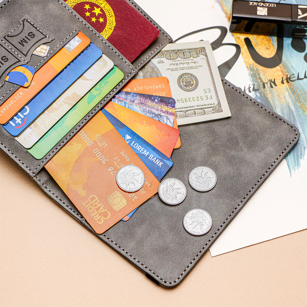 Venta en stock PU correa de cuero bolsas de pasaporte RFID bolsas de pasaporte bolsas de tarjetas de viaje bolsas de boletos de avión bolsas de tarjetas SIM