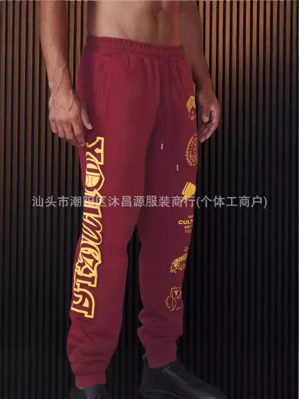 国境を越えたゆるい男性スポーツパンツ潮牌運動フィットネスレジャーパンツ綿質プリントパンツメーカー直販|undefined