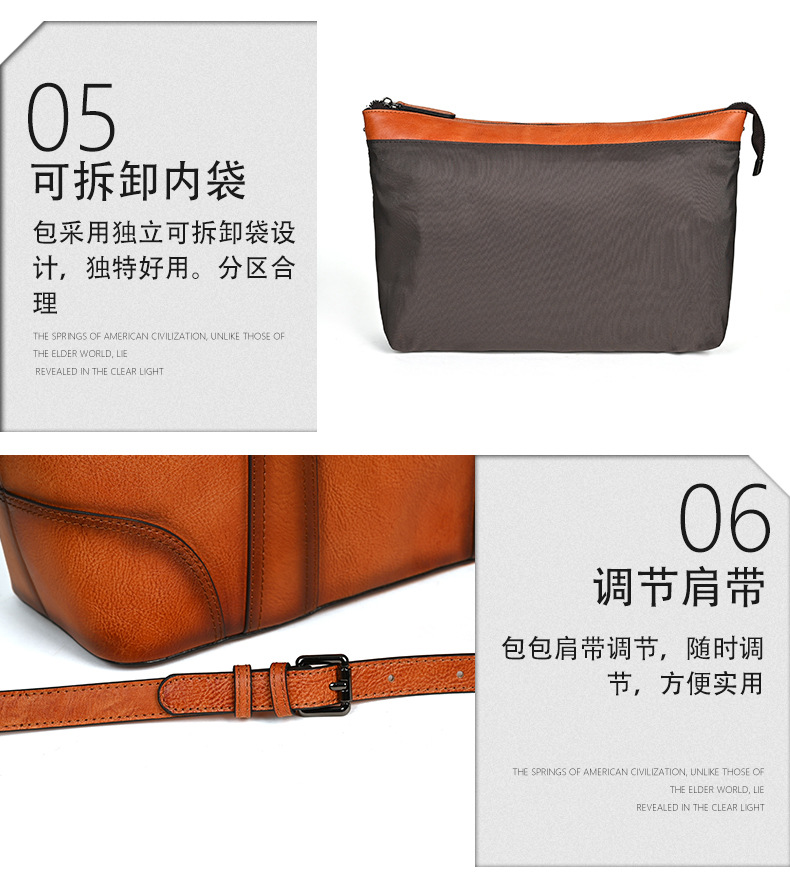 Túi tote nữ da bò cao cấp phong cách retro, dung tích lớn, đeo vai/nách — Màu nâu cổ điển, Màu Cà phê cổ điển, Màu đen cổ điển chi tiết 21