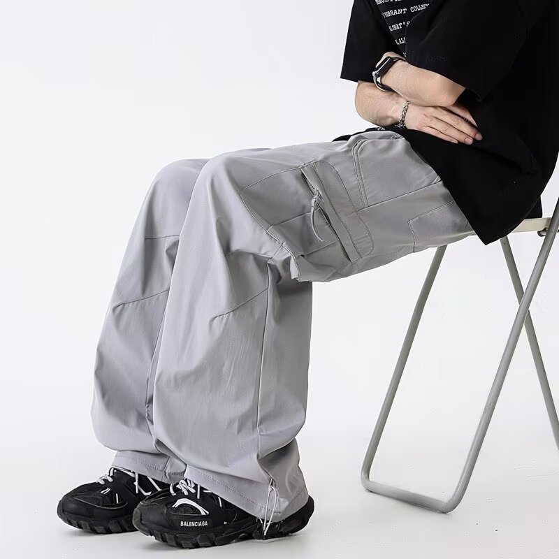 Men's Cargo Pants 2025 Summer New American Style Trendy Waterproof Loose Sports Outdoor Hiking Climbing Long Pants