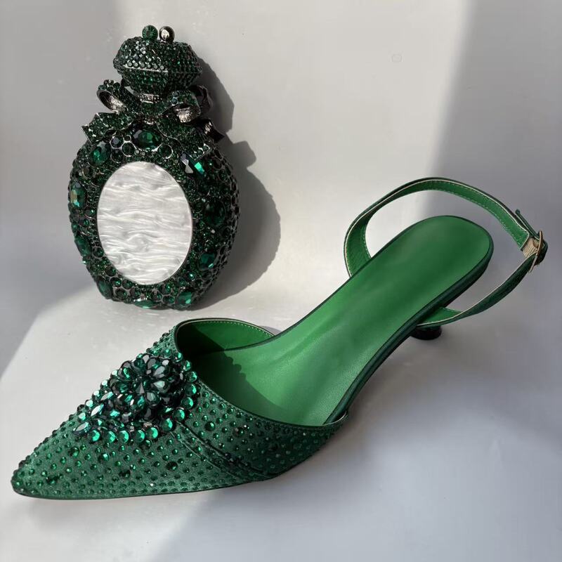 Xiyuan Bag and Shoes Set New Style Stiletto High Heel Sandals for Wedding and Banquet, Rhinestone Pointed Toe Women's Shoes Xiyuan Bag and Shoes Set New Style Stiletto High Heel Sandals for Wedding and Banquet, Rhinestone Pointed Toe Women's Shoes