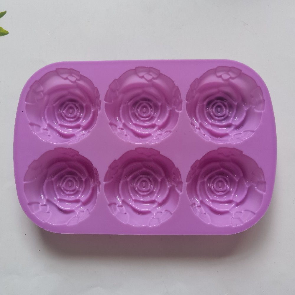 Silicone 6 rosas 340 jabón hecho a mano galletas pasteles molde de pasteles muffins postres herramientas de cocina