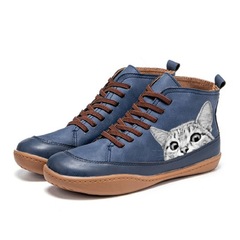 プリンテッドcat series bootは猫の快適な大きいサイズのフラットブーツの現物を印刷しています。