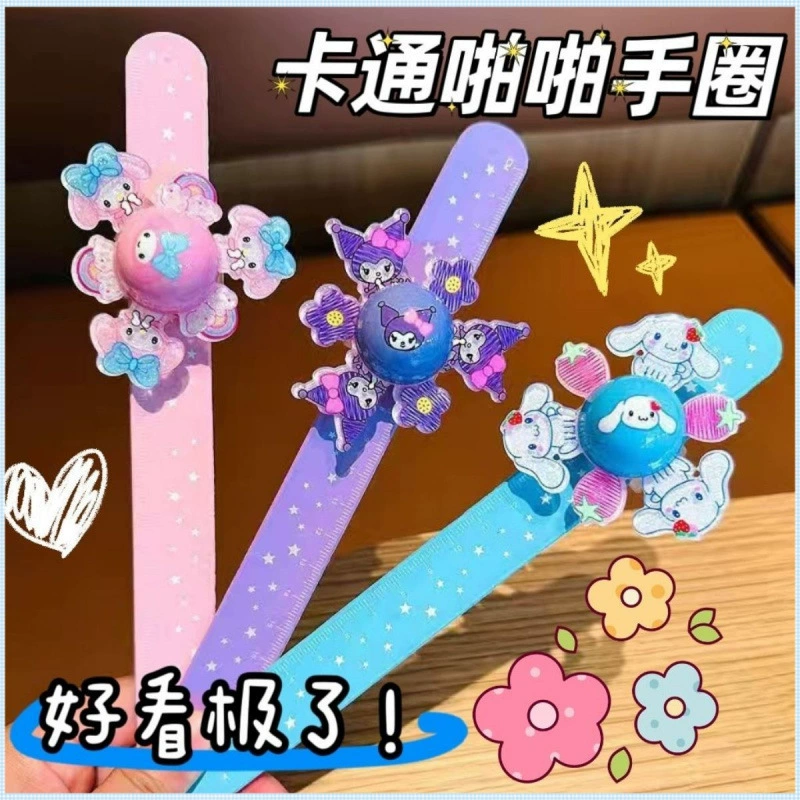 Детский светящийся вращающийся силиконовый браслет с защелкивающимся кольцом Sanrio, игрушка с героями мультфильмов для девочек, милое кольцо Ultraman с защелкивающимся кольцом