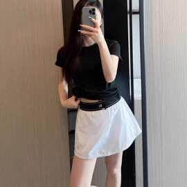 现 al 瑜伽短裙半身裙防走光网球白色短裙透气女