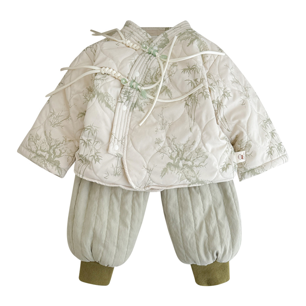 Chaqueta acolchada para bebé, chaqueta acolchada de invierno de estilo chino, traje de terciopelo para bebés y niños pequeños, engrosamiento acolchado para bebés, nueva ropa semanal china