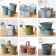 孤品集合--美式乡村风家居庭院绿植花盆复古铁艺工艺园艺花器花桶