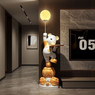 Creative Persimmon Ruyi Bear Light Luxury High-end Floor Decoration Large Large Living Room TV Cabinet Decoration