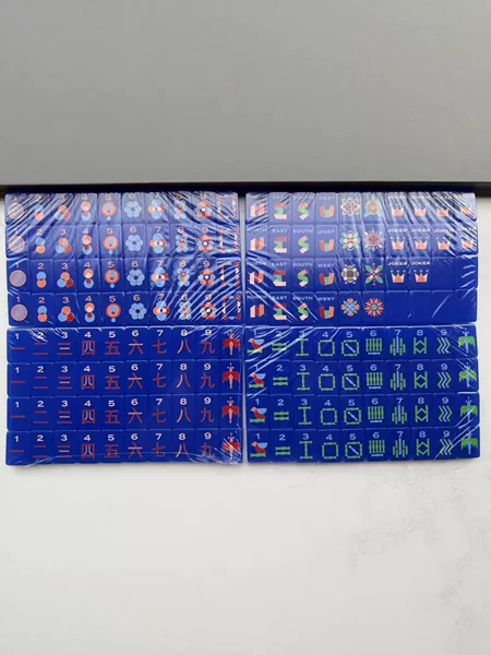 American Mahjong Deep Blue Double-Engraved Single-Layer Acrylic Mahjong Minimalist Style 160 Tiles Family Entertainment