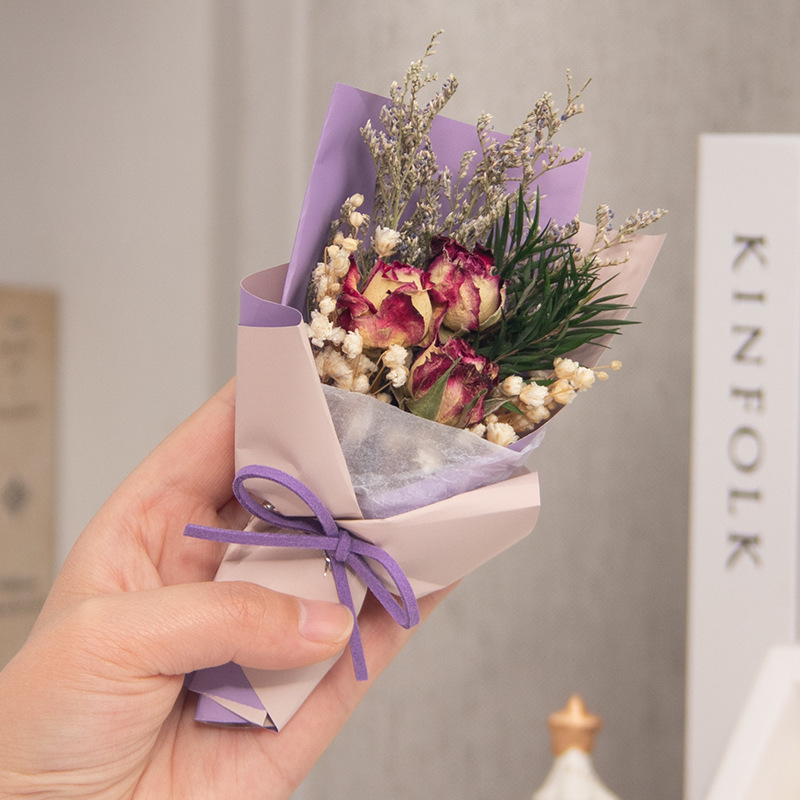 Mini flores eternas rosas con estrellas terminadas, pequeños ramos de flores, Día de San Valentín, Día del Maestro, Regalos para maestros y amigos.