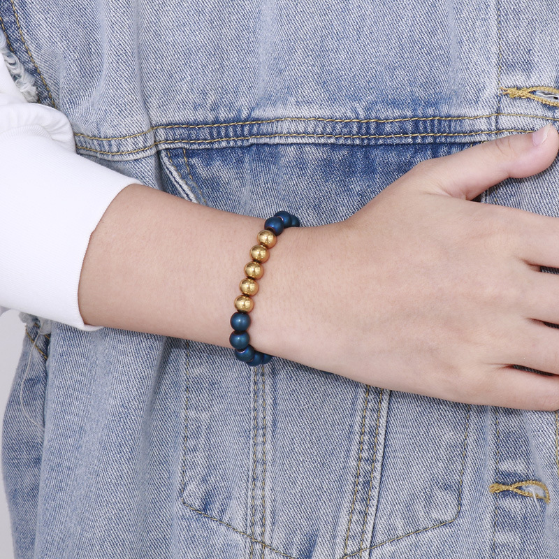 Retro Geometric Titanium Steel Bracelets Inlaid Gold Stainless Steel Bracelets