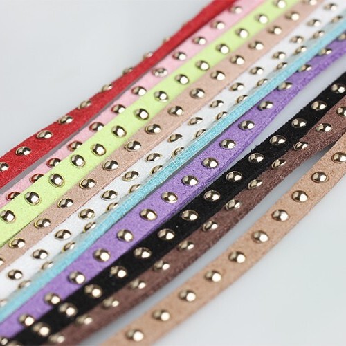 New fashion accessories 5mm wide rivet rope double-sided velvet inlaid rivet suede rope neck chain material rope wholesale