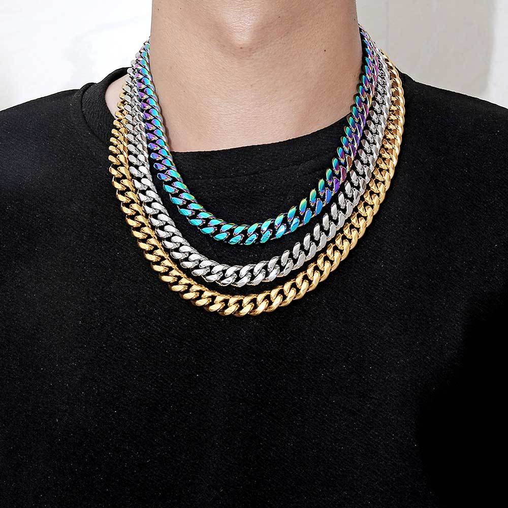 1 Piece Quantity Casual Occasion Hip-hop Solid Color Stainless Steel Plating Inlay Zircon 18k Gold Plated Men's Necklace
